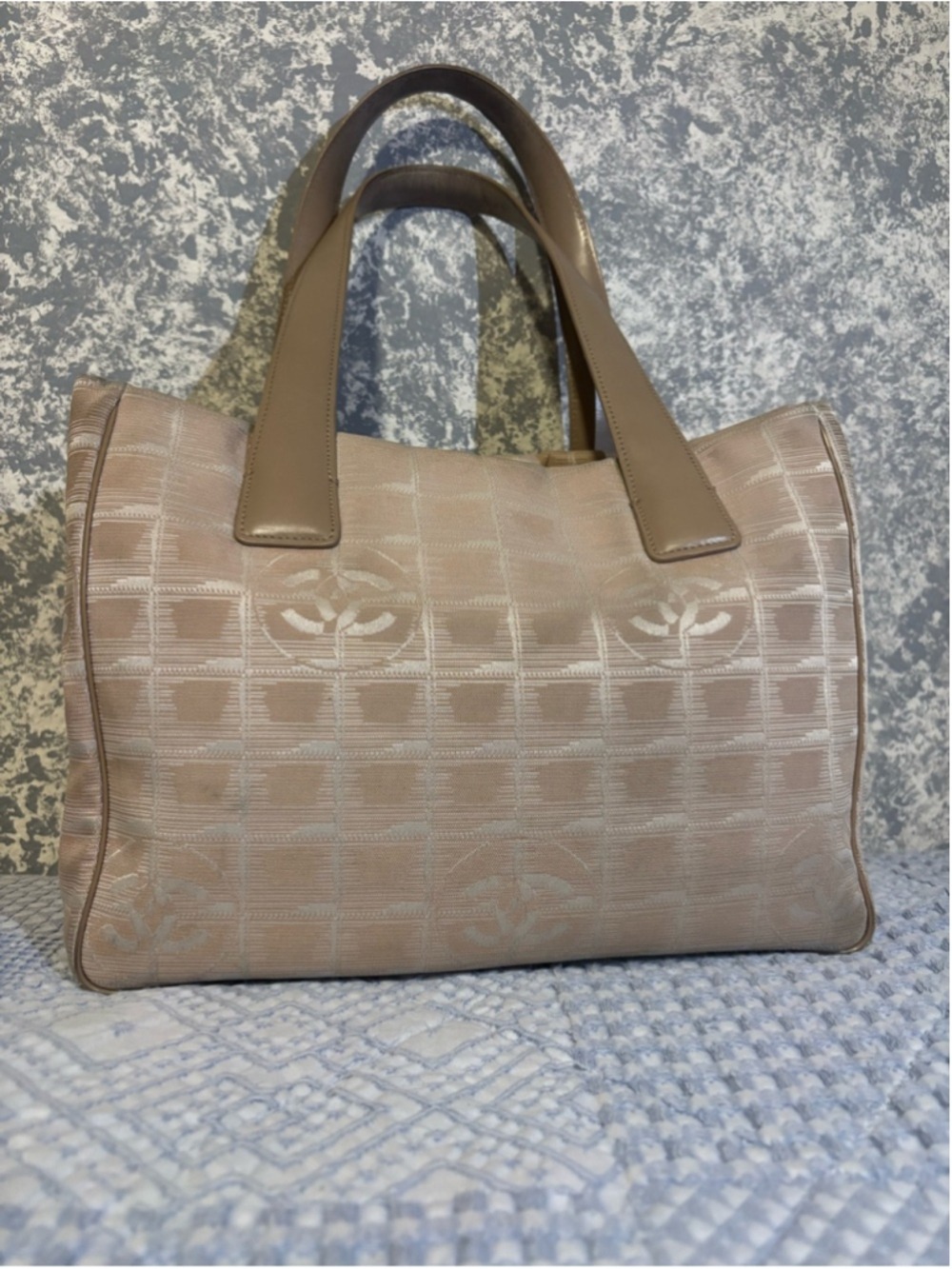 CHANEL Vintage Beige/Taupe Monogrammed Tote Bag - Picture 1 of 11